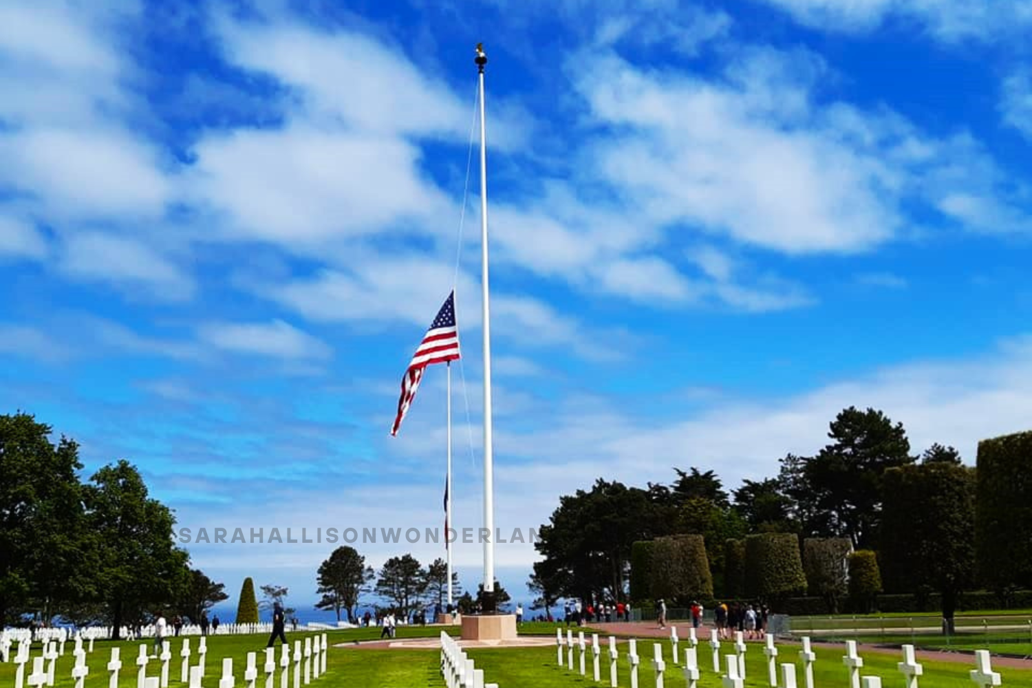 Omaha Beach, American cemetery, flag ceremony, Normandy, France, WWII, Europe, travel