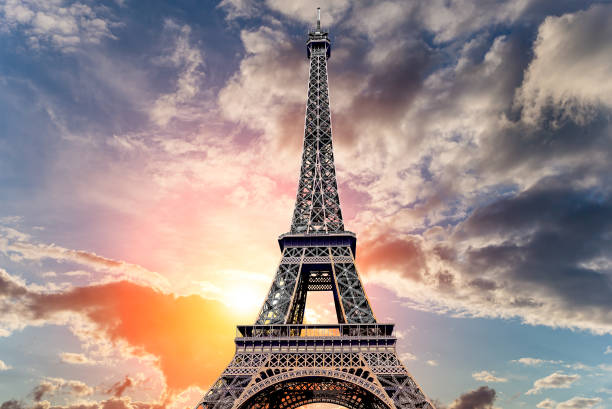 Eiffel Tower against the background of a beautiful sky at sunset